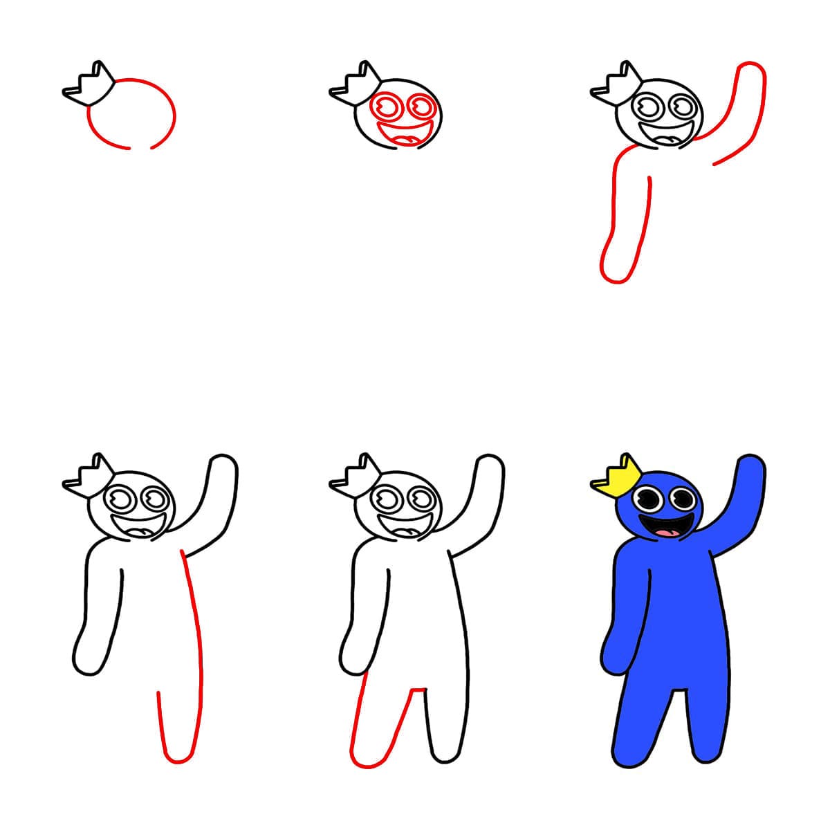 Ystävällinen Blue Rainbow Friend piirustus