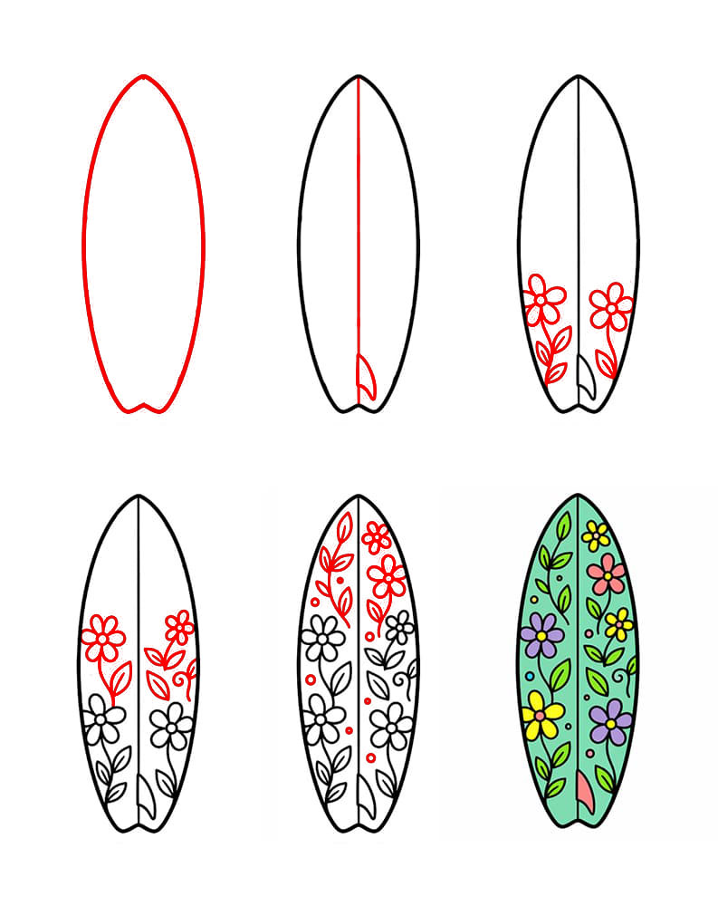 Kukka surffilauta piirustus
