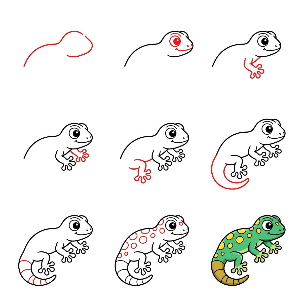 Kuviollinen gekko piirustus