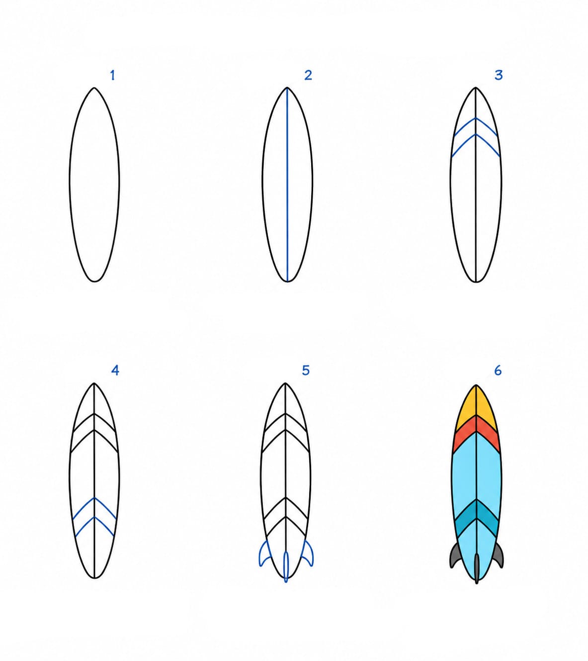 Minimalistinen surffilauta piirustus