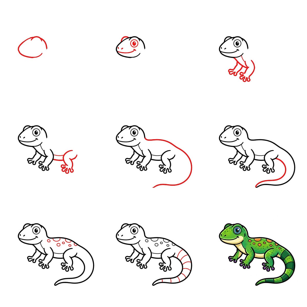 Raidallinen gekko piirustus