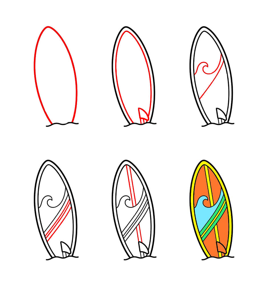 Surffilauta rannalla piirustus