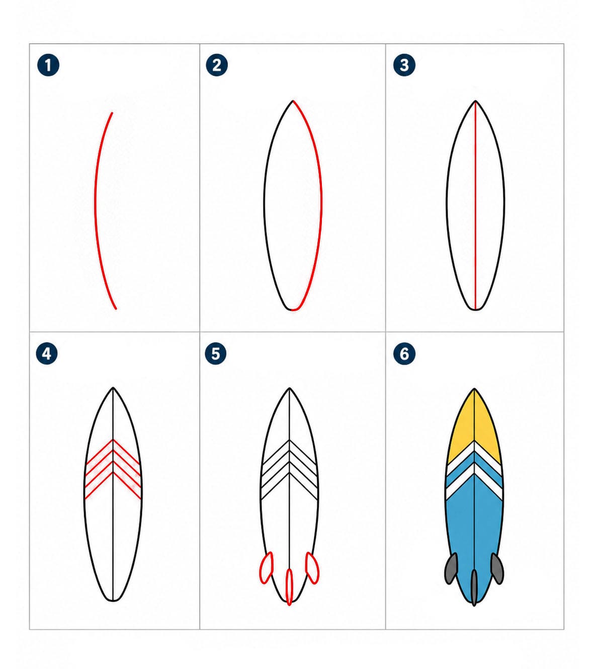Tähtisymboli surffilauta piirustus