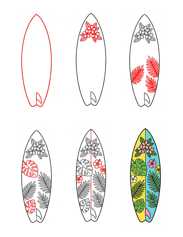 Trooppinen surffilauta piirustus
