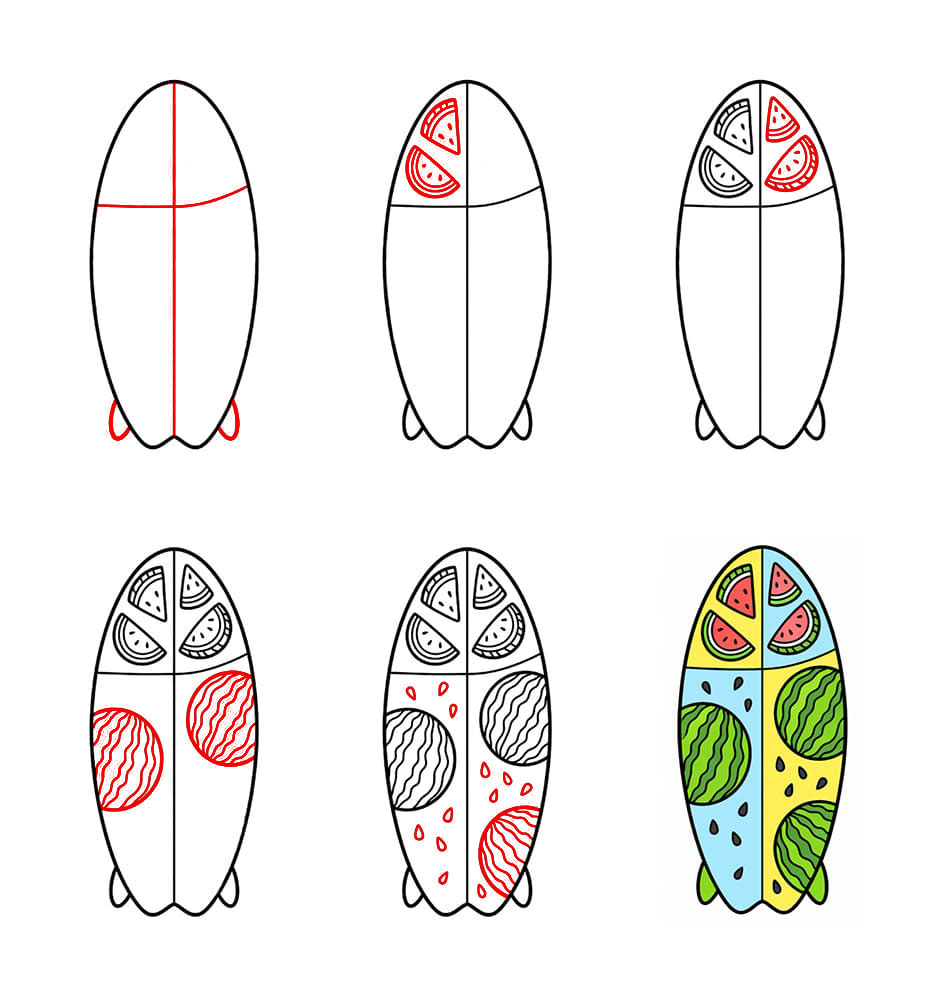 Vesimeloni surffilauta piirustus