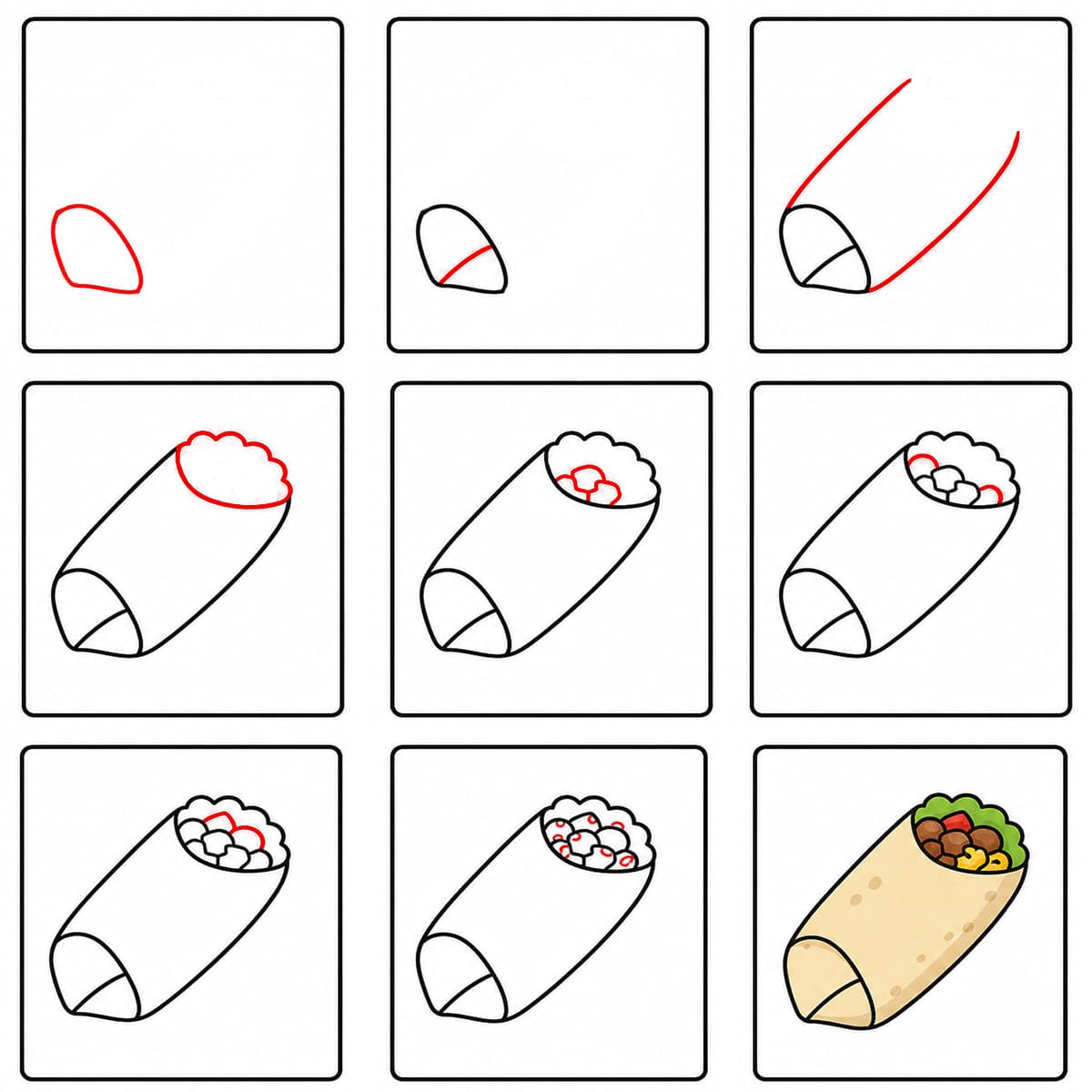 Burrito lapsille piirustus