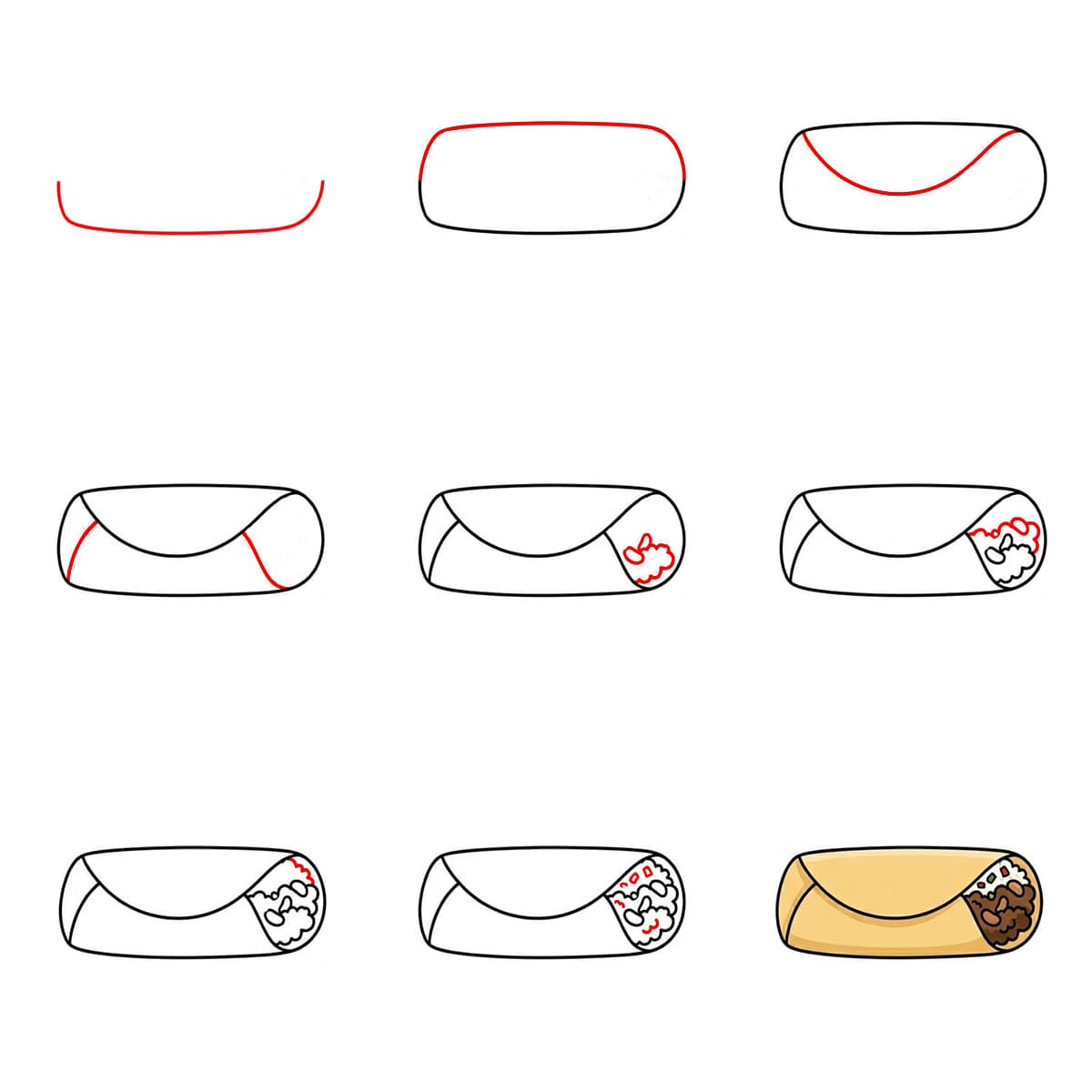 Burrito ruoka piirustus