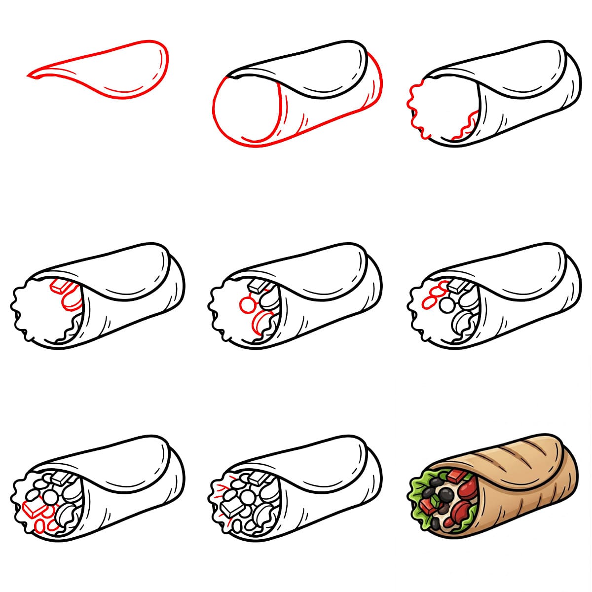 Burrito yksinkertainen piirustus