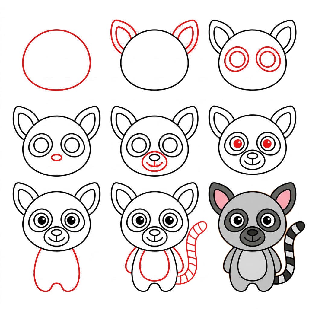 Chibi lemuri piirustus