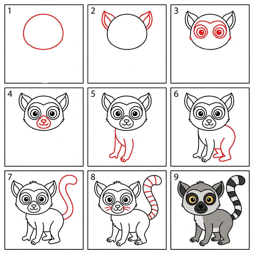 Helppo lemuri piirustus