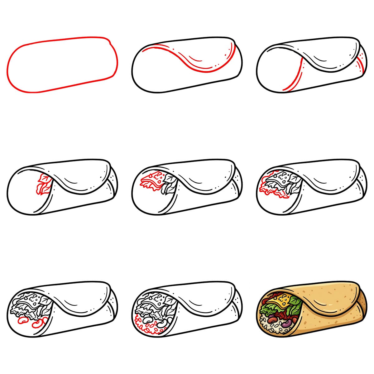 Herkullinen burrito piirustus