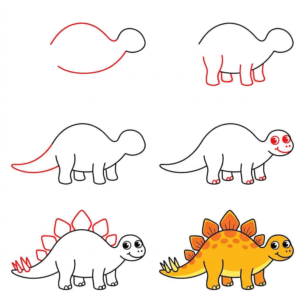 Hymyilevä Stegosaurus piirustus