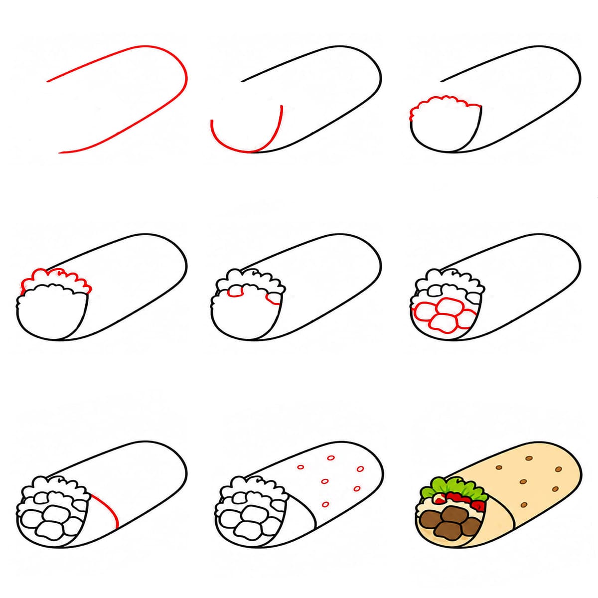 Hyvä burrito piirustus