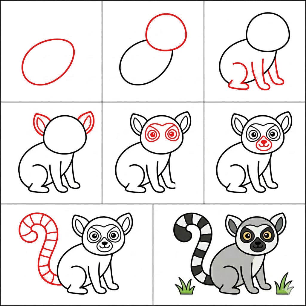 Iloinen lemuri piirustus