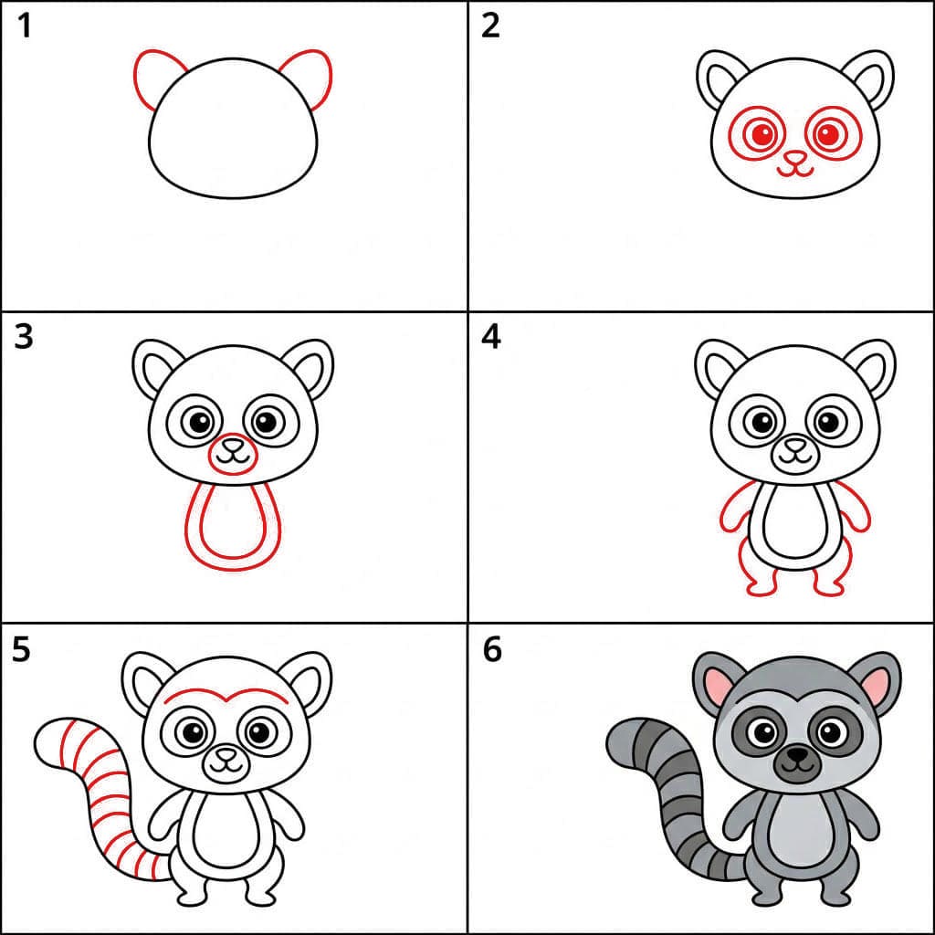Lemurin poikanen piirustus