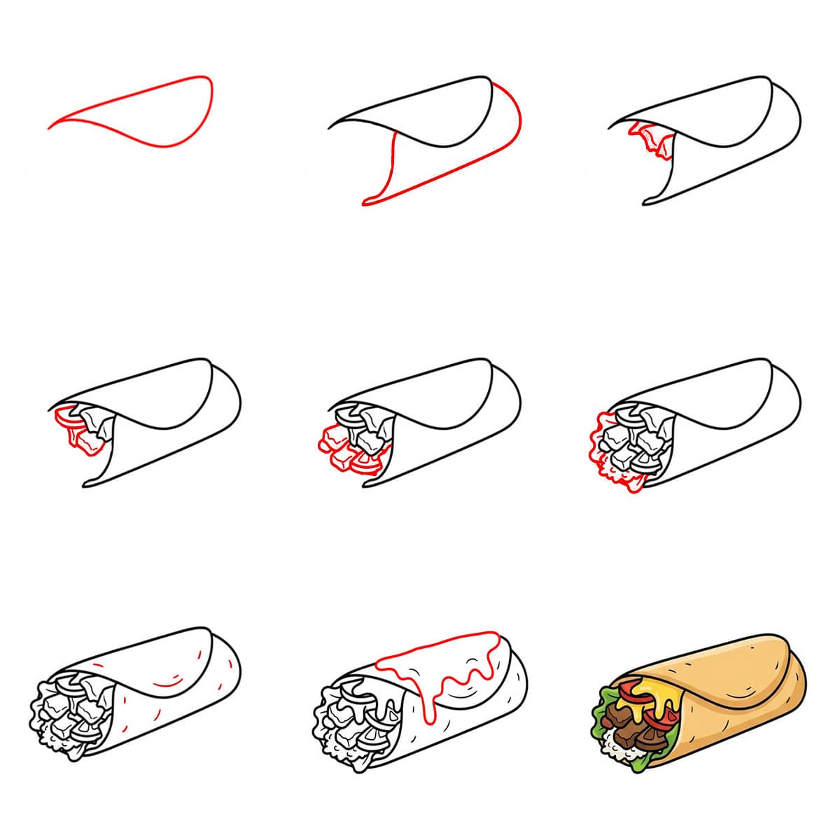Maukas burrito piirustus