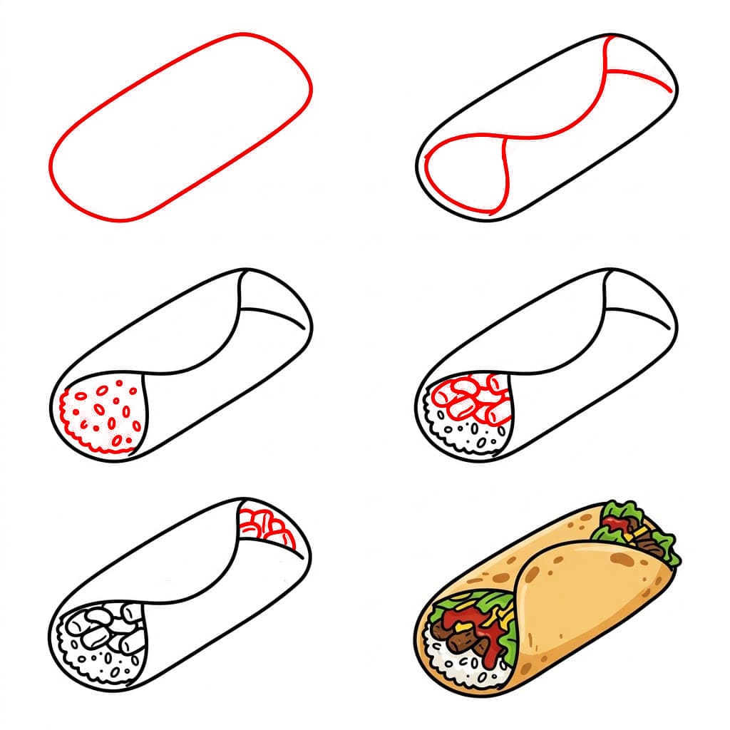 Meksikolainen burrito piirustus