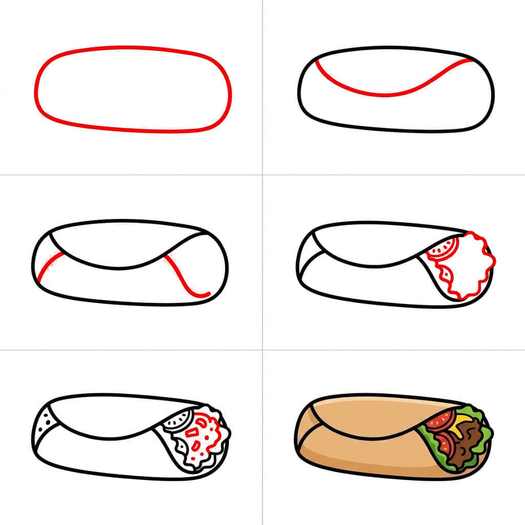 Meksikolainen ruoka Burrito piirustus
