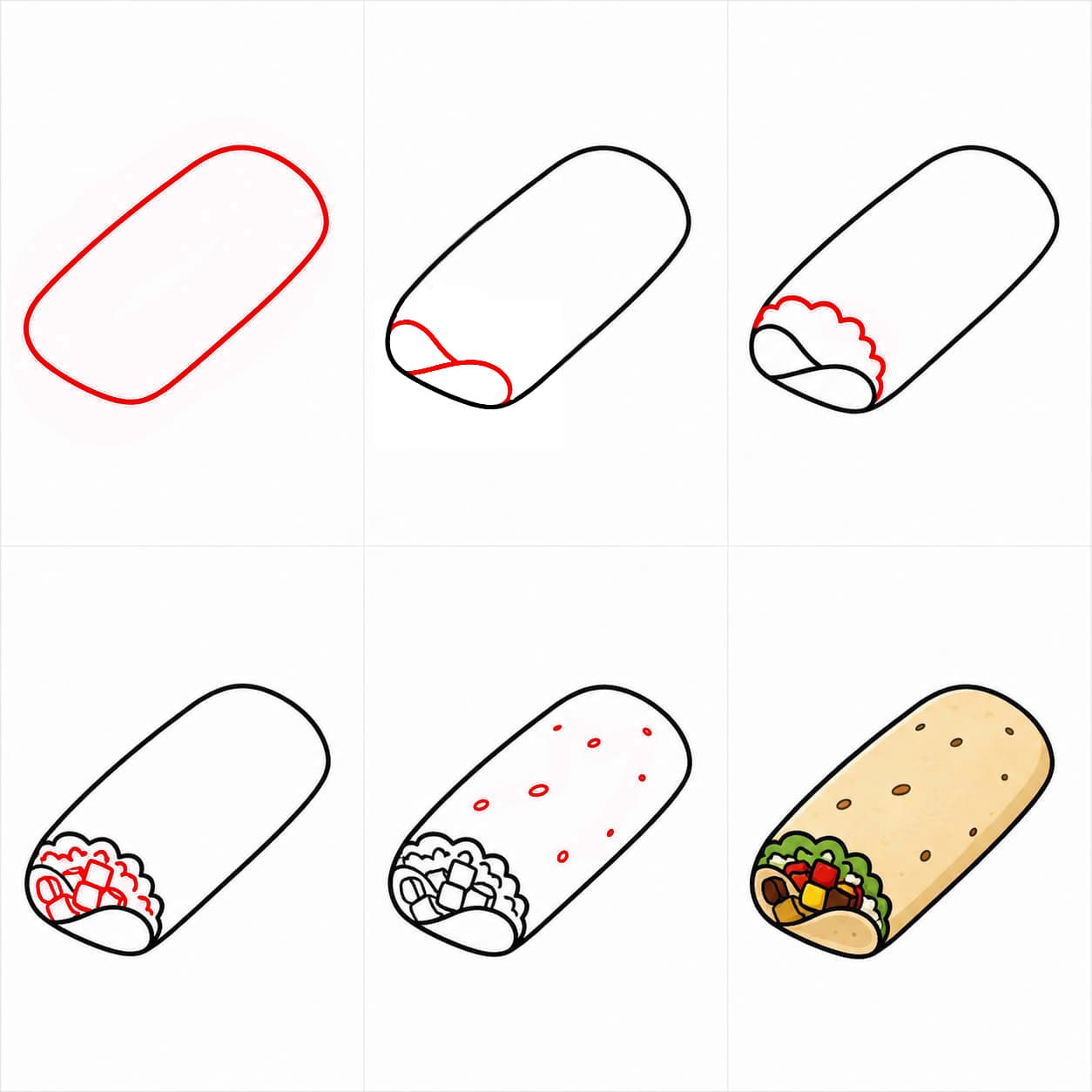 Meksikolaista ruokaa Burrito piirustus