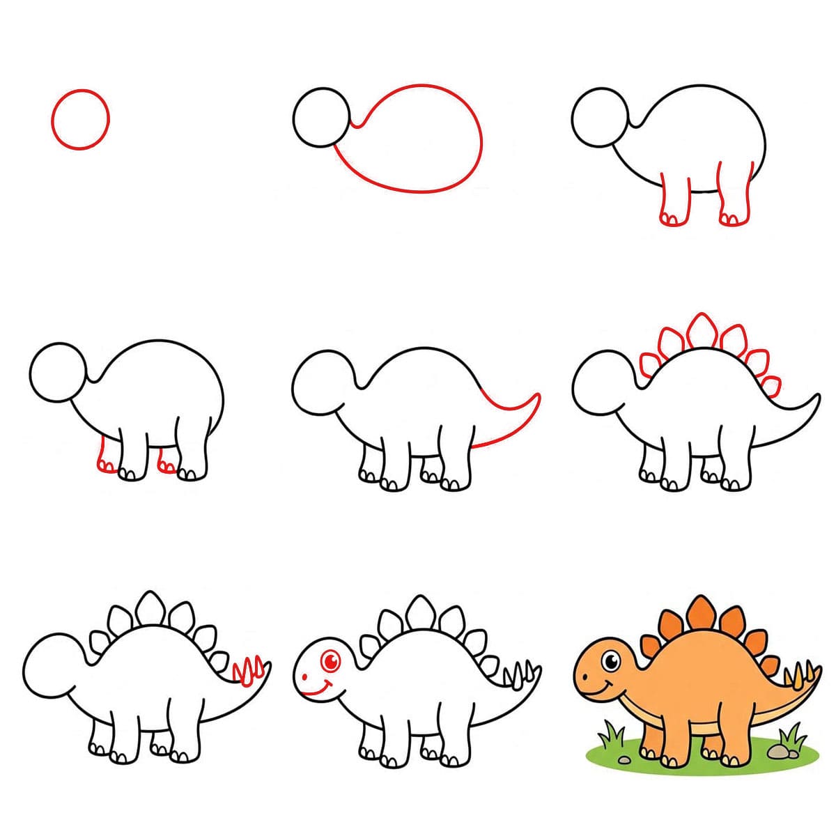 Oranssi Stegosaurus piirustus