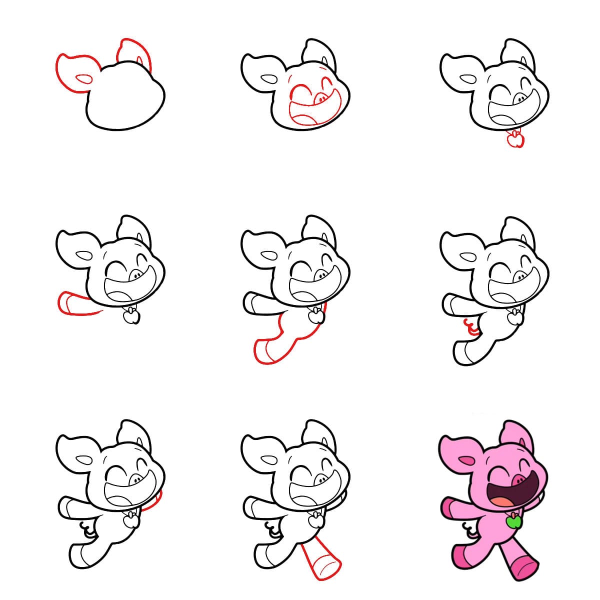 PickyPiggy juoksee piirustus