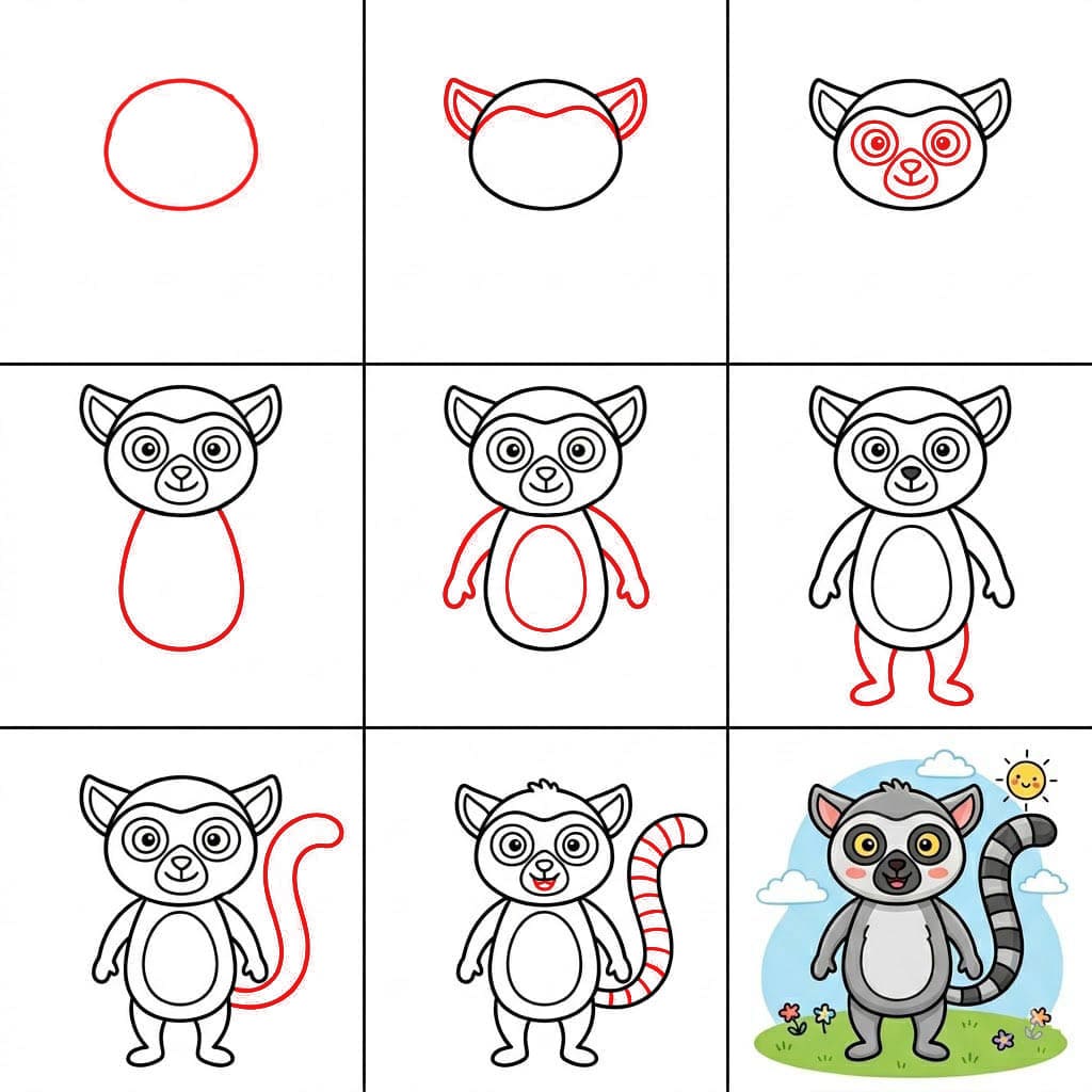 Seisova lemuri piirustus