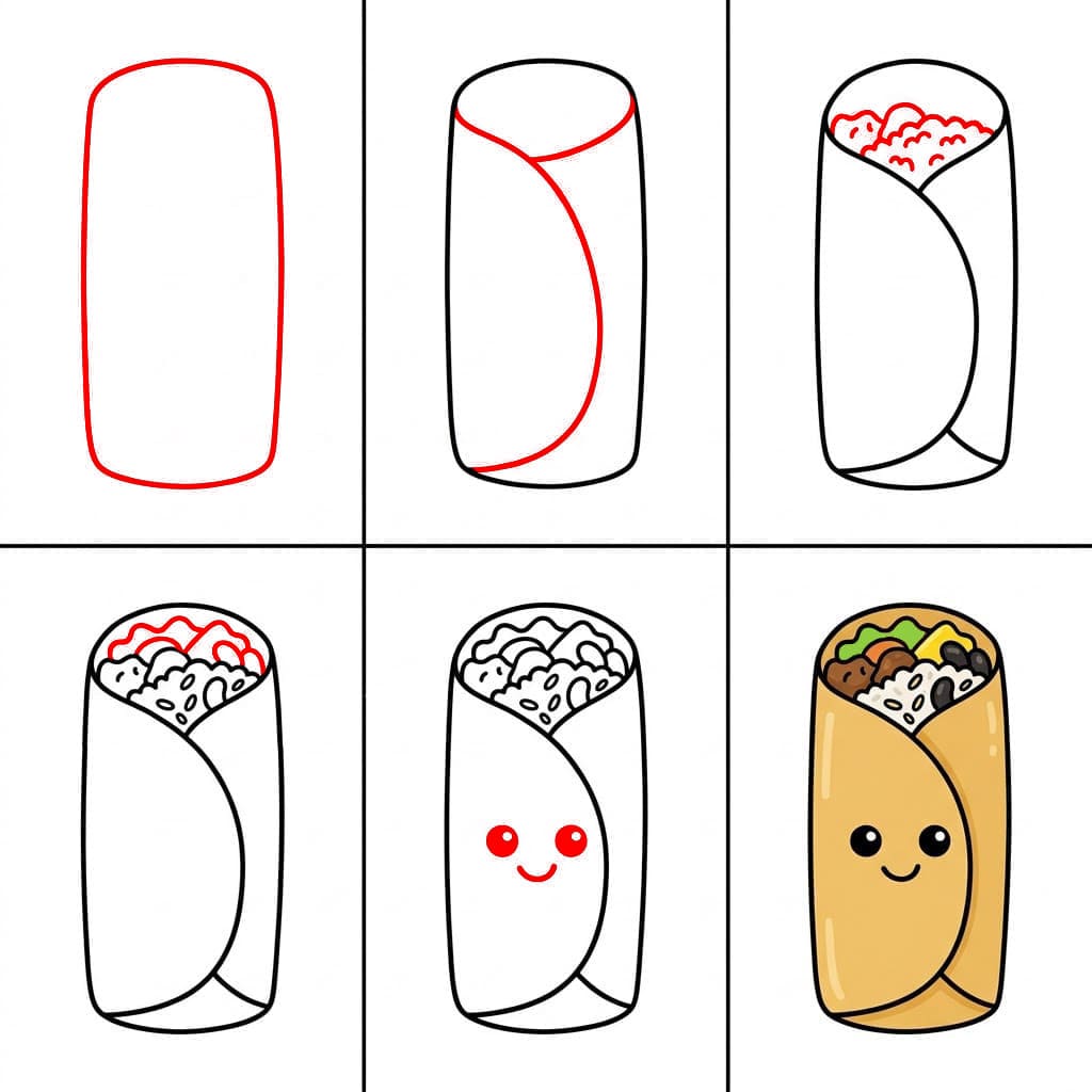 Söpö burrito piirustus