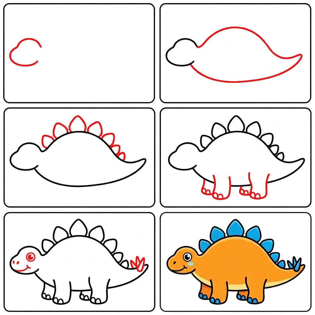 Söpö Stegosaurus piirustus