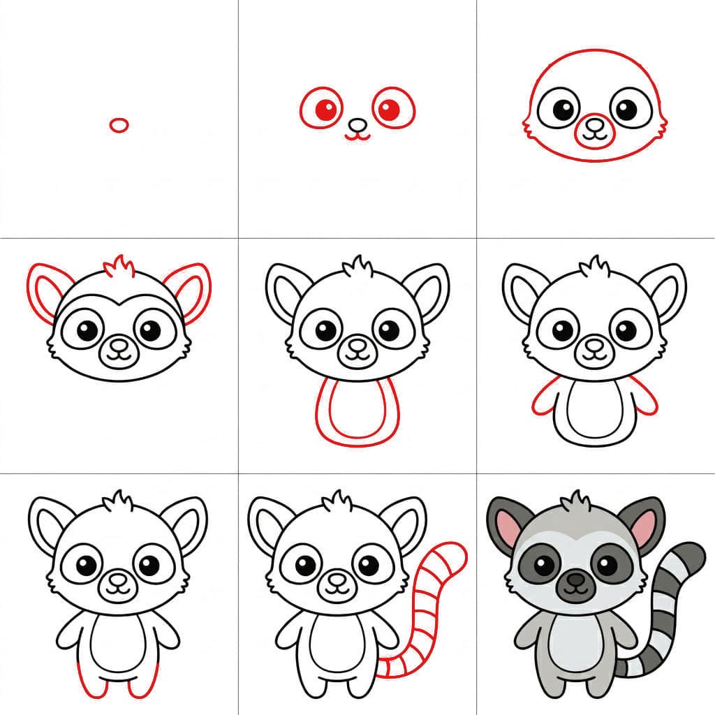 Suloinen lemuri piirustus