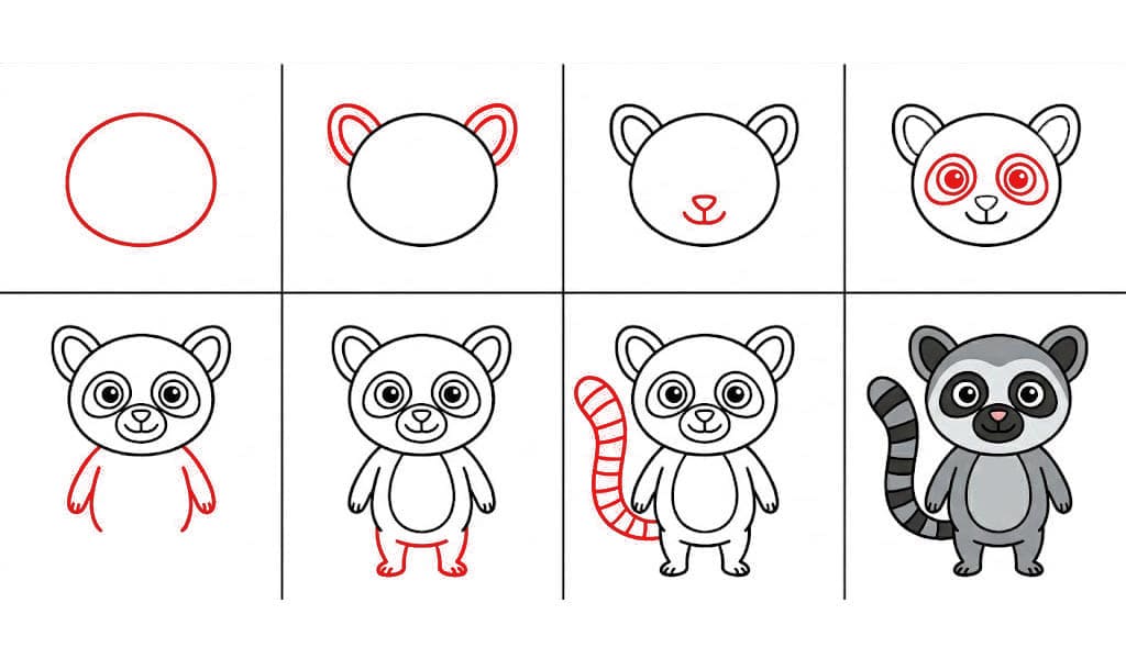 Tulostettava lemuri piirustus