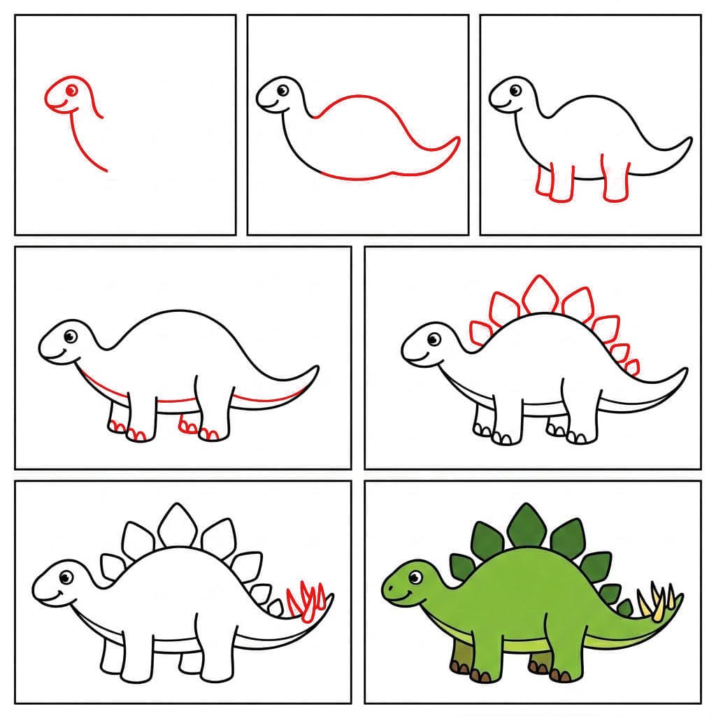 Vihreä Stegosaurus piirustus