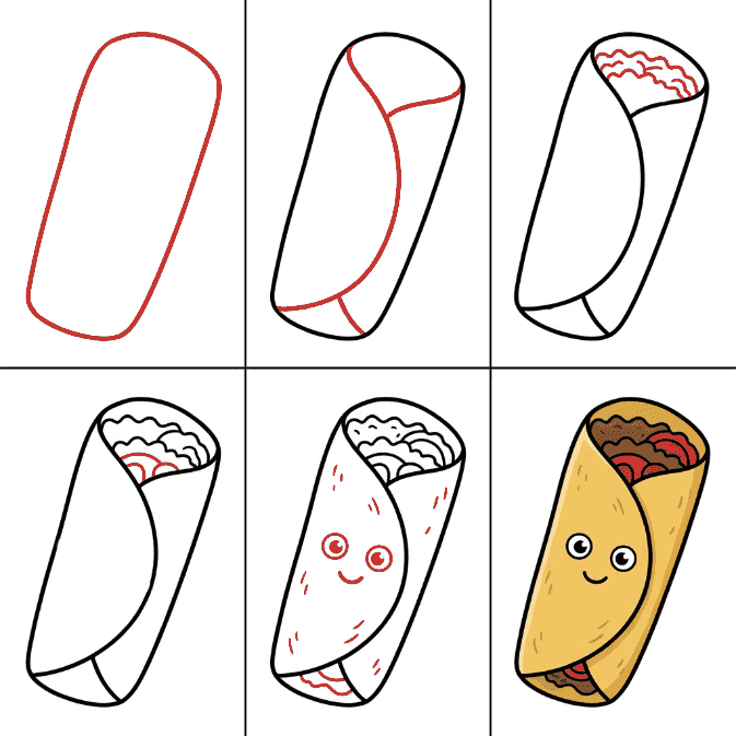 Yksinkertainen burrito piirustus