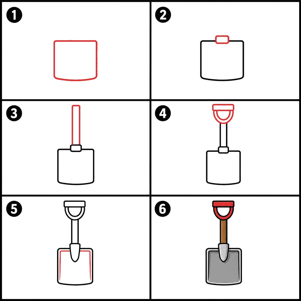 Neliösuuinen lapio piirustus