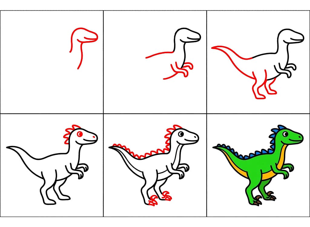 Helppo Velociraptor piirustus
