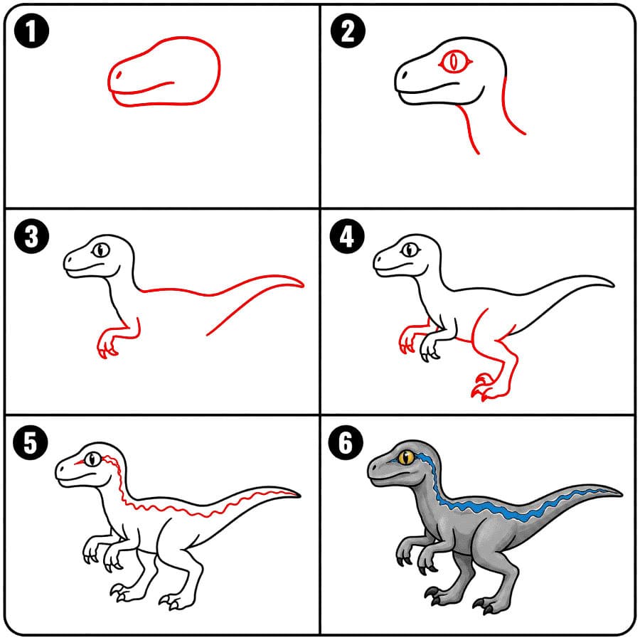 Jurassic Velociraptor dinosaurus piirustus