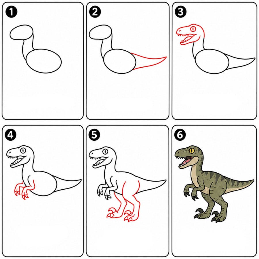 Karjuva Velociraptor piirustus