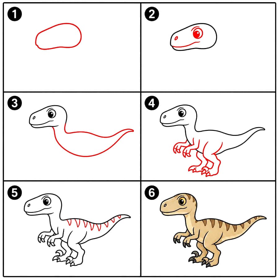 Muinainen Velociraptor piirustus
