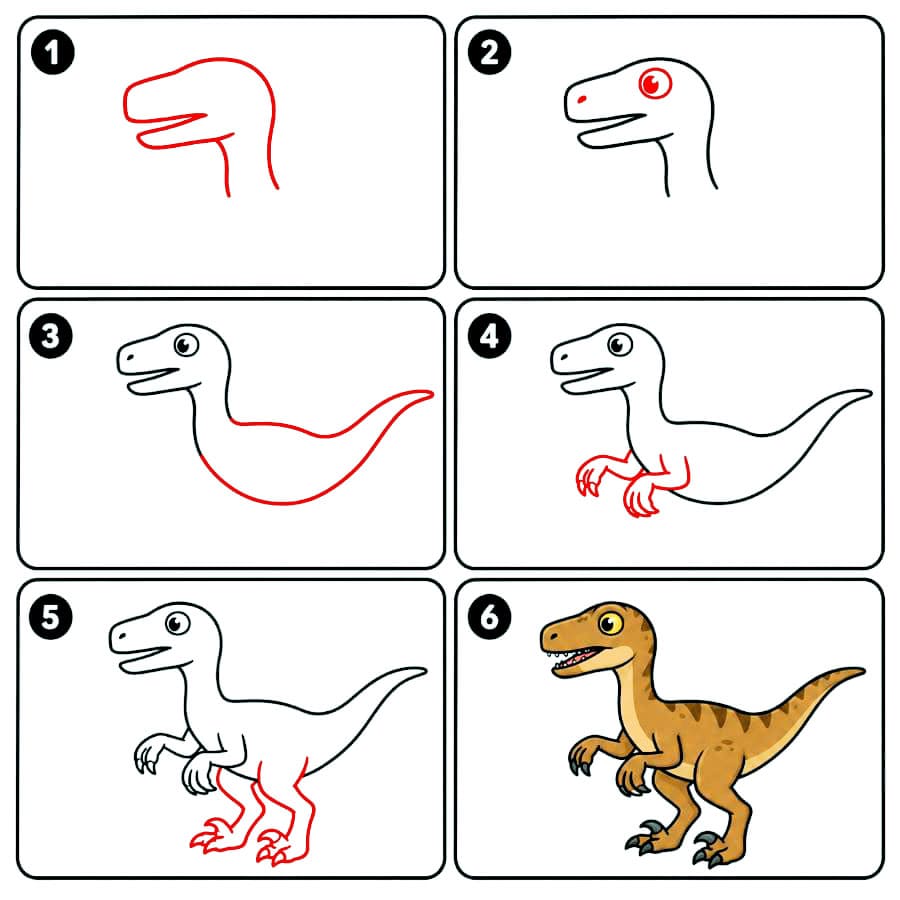 Ruskea Velociraptor piirustus