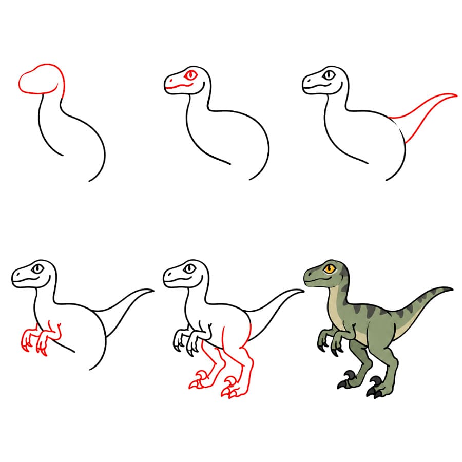 Seisova Velociraptor piirustus