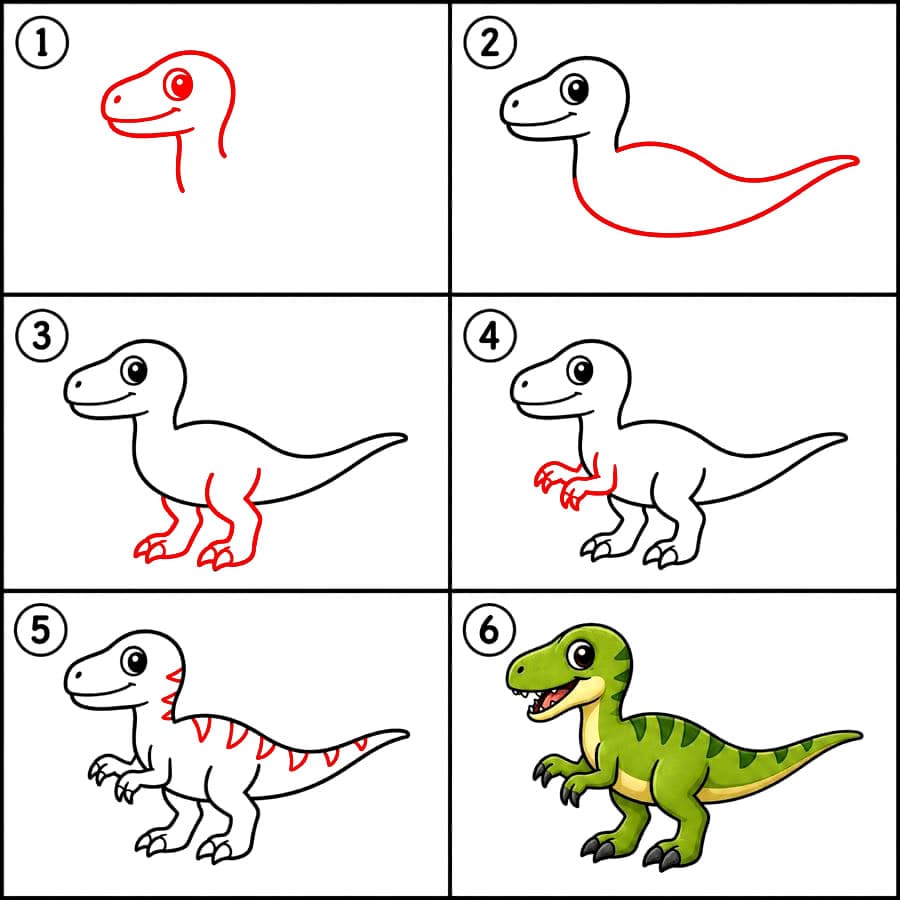Suloinen ilmainen Velociraptor piirustus
