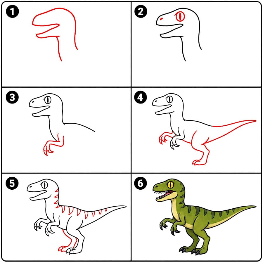 Velociraptor dinosaurus piirustus