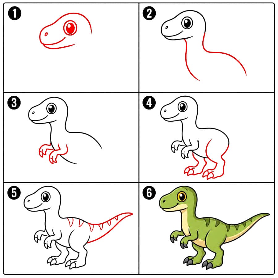 Yksinkertainen Velociraptor piirustus
