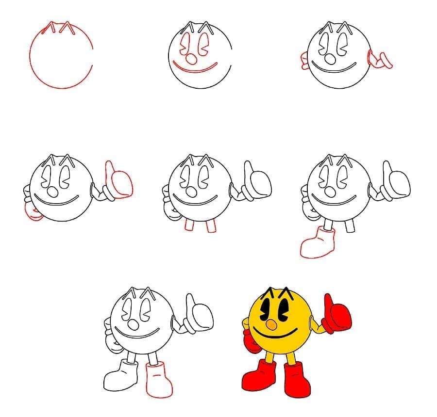 Hymyilevä Pac-Man piirustus