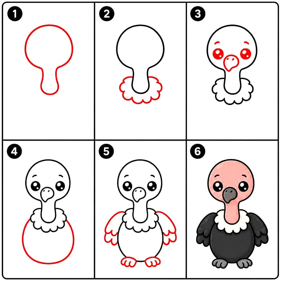 Kawaii korppikotka piirustus