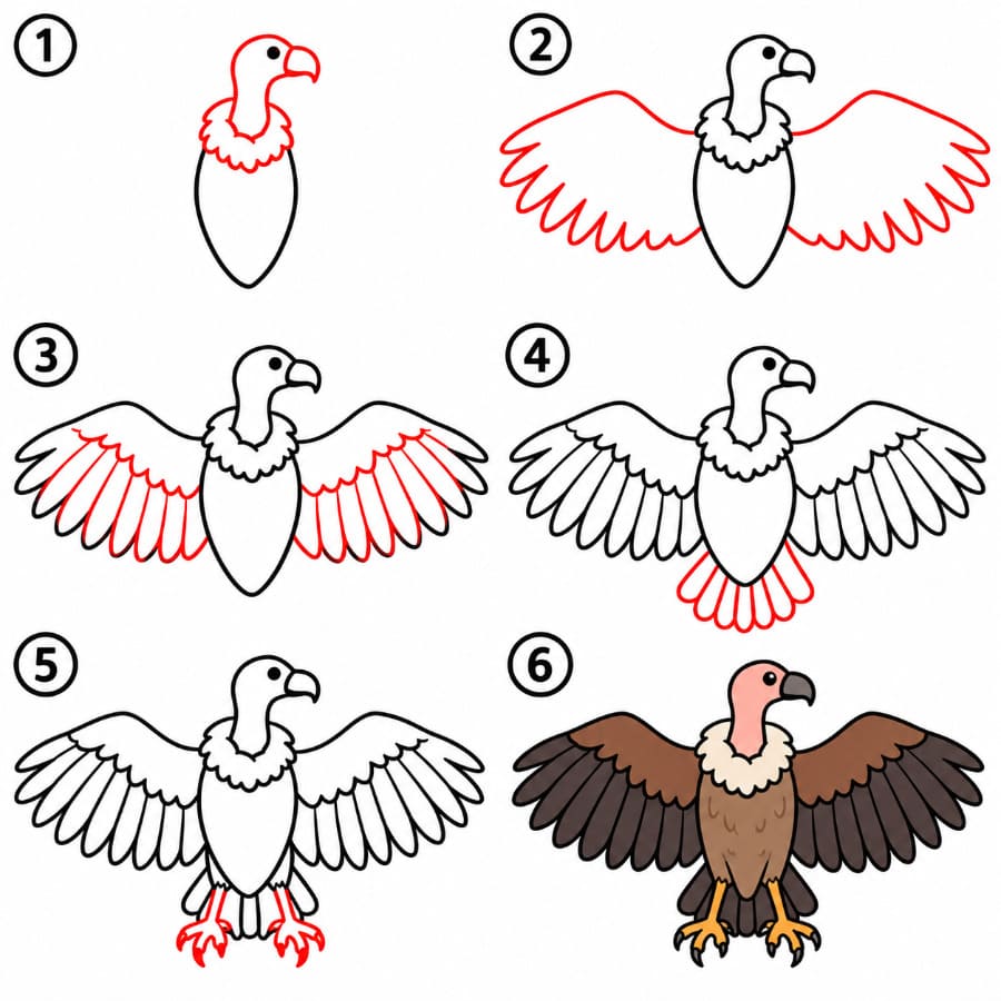 Läpäyttävä korppikotka piirustus
