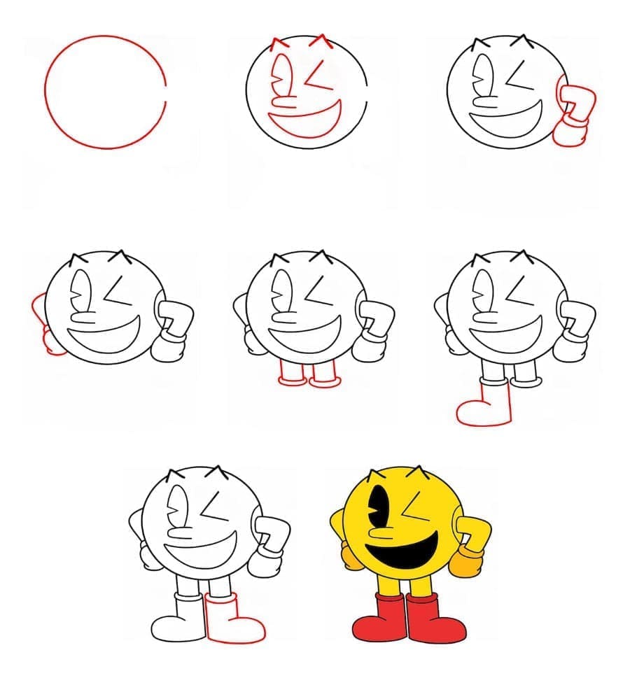 Ystävällinen Pac-Man piirustus