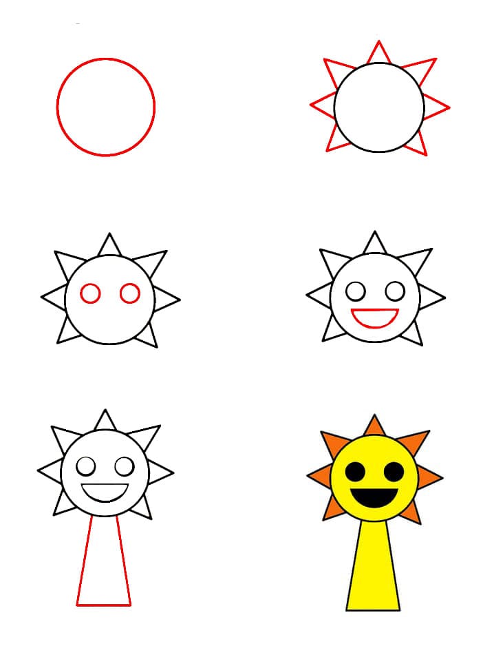 Hymyilevä Mr Sun Sprunki Incredibox piirustus