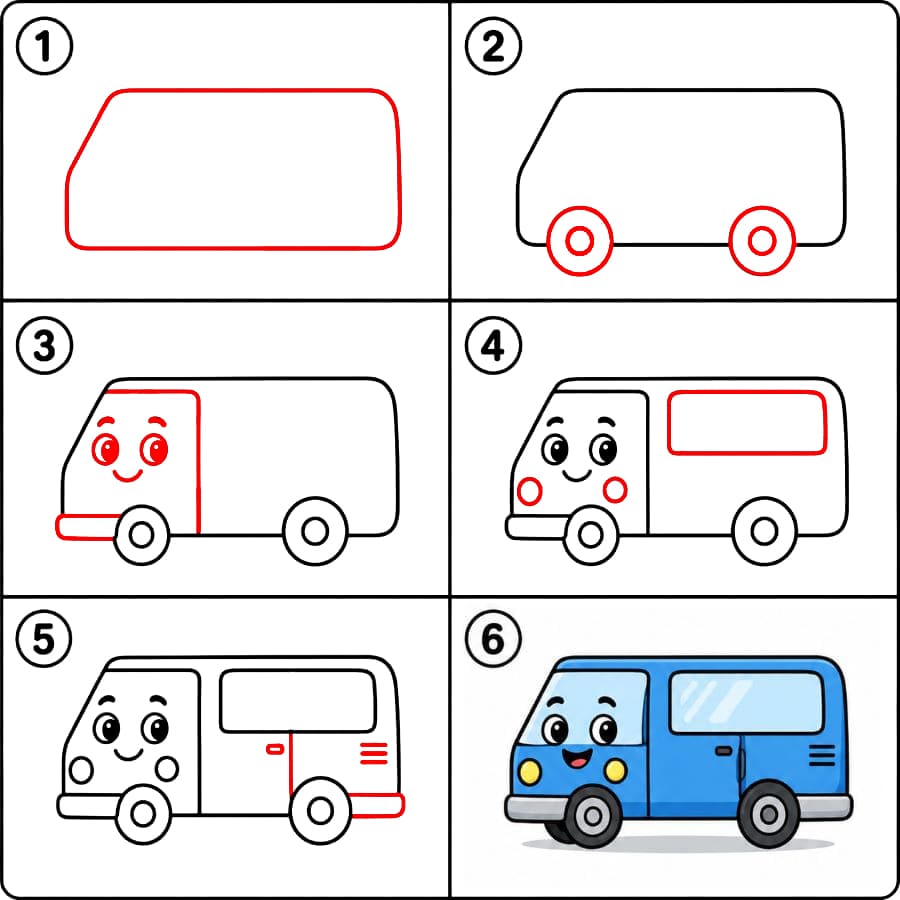 Hymyilevä pakettiauto piirustus