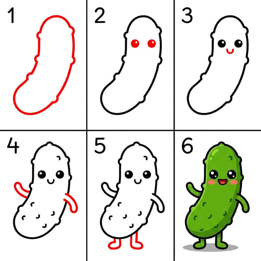 Kawaii suolakurkku piirustus