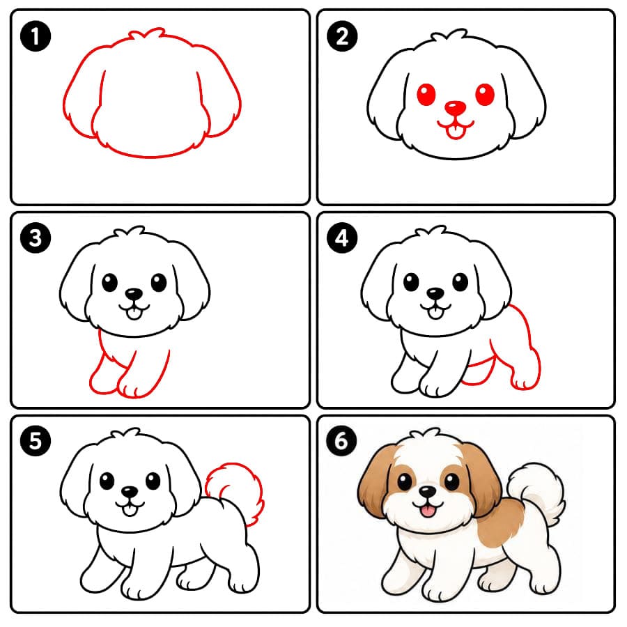 Leikkisä shih tzu piirustus